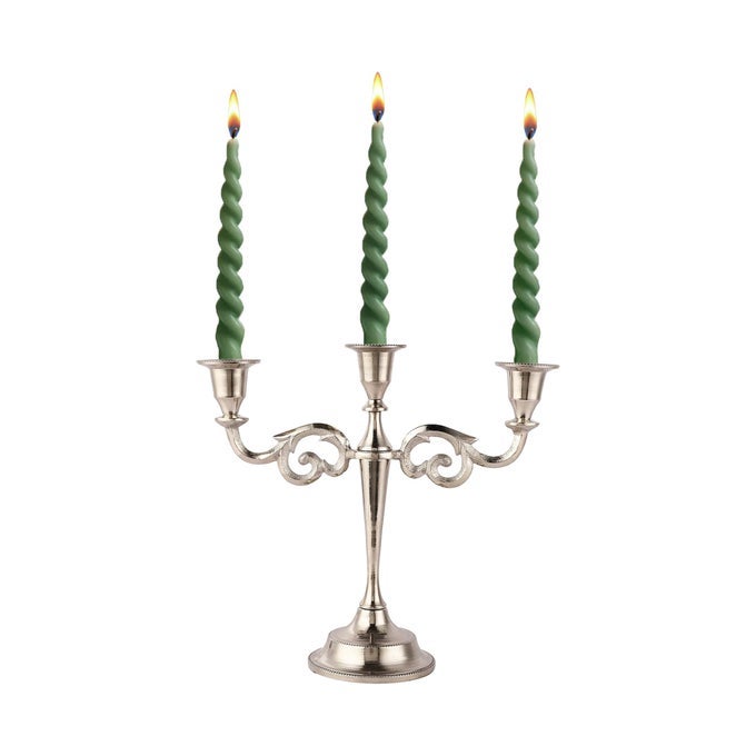 3 ARM CANDELABRA TAPER CANDLE HOLDERS DECORATIONS INDOOR KITCHEN DCOR TABLE CANDLES CANDLESTICK CANDELABRA CENTERPIECE SILVER
