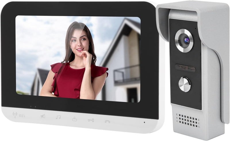 klarako 7in TFT LCD Video Doorbell with Wifi Remote Unlocking, Night Surveillance Function, 700TVL Camera for App Control (US Plug) - Image 1