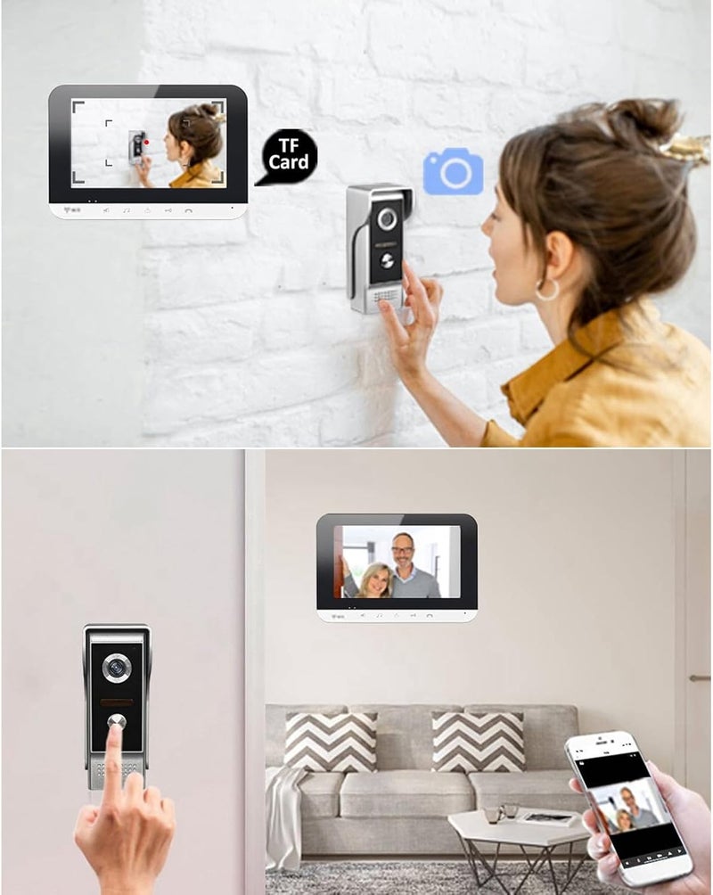 klarako 7in TFT LCD Video Doorbell with Wifi Remote Unlocking, Night Surveillance Function, 700TVL Camera for App Control (US Plug) - Image 5