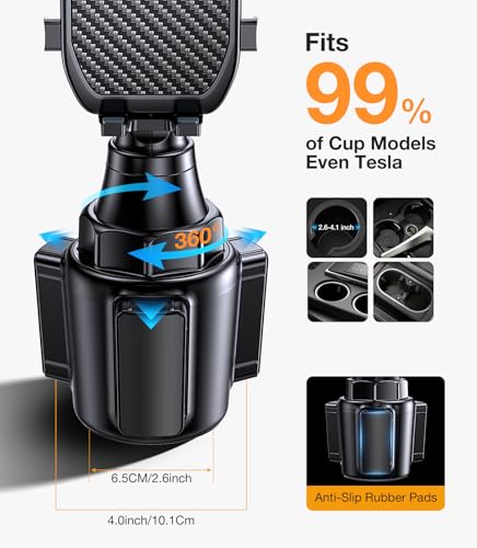 Coolpow Cup Holder Phone Holder for Car Phone Holder Cup Holder Phone Mount【Ultra Stable & Never Shake】Phone Holders for Your Car Cupholder Cell Phone Car Mount for iPhone All Smartphones Mothers Day - Image 3