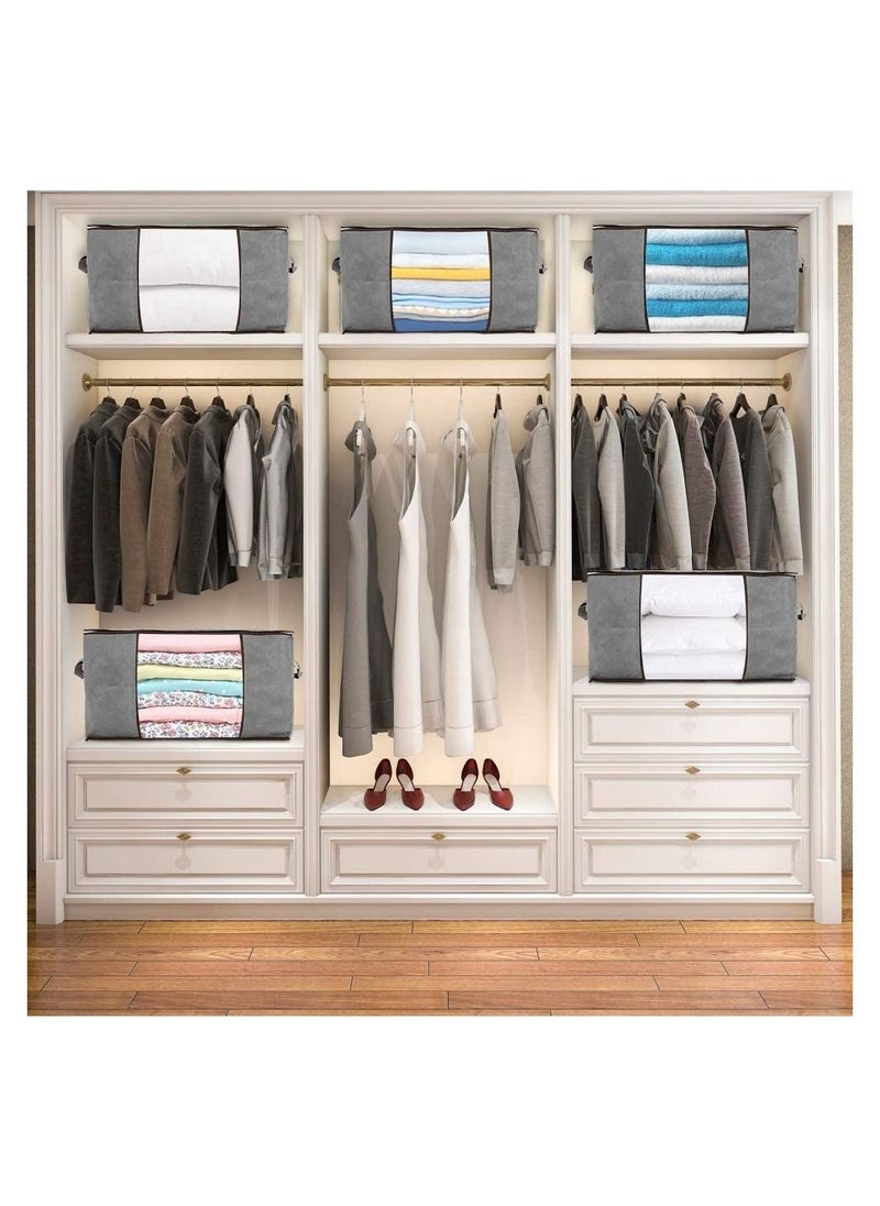 6-Pack Clothes Organizer Storage Bag with Reinforced Handle and Sturdy Zipper