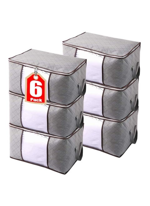 6-Pack Clothes Organizer Storage Bag with Reinforced Handle and Sturdy Zipper