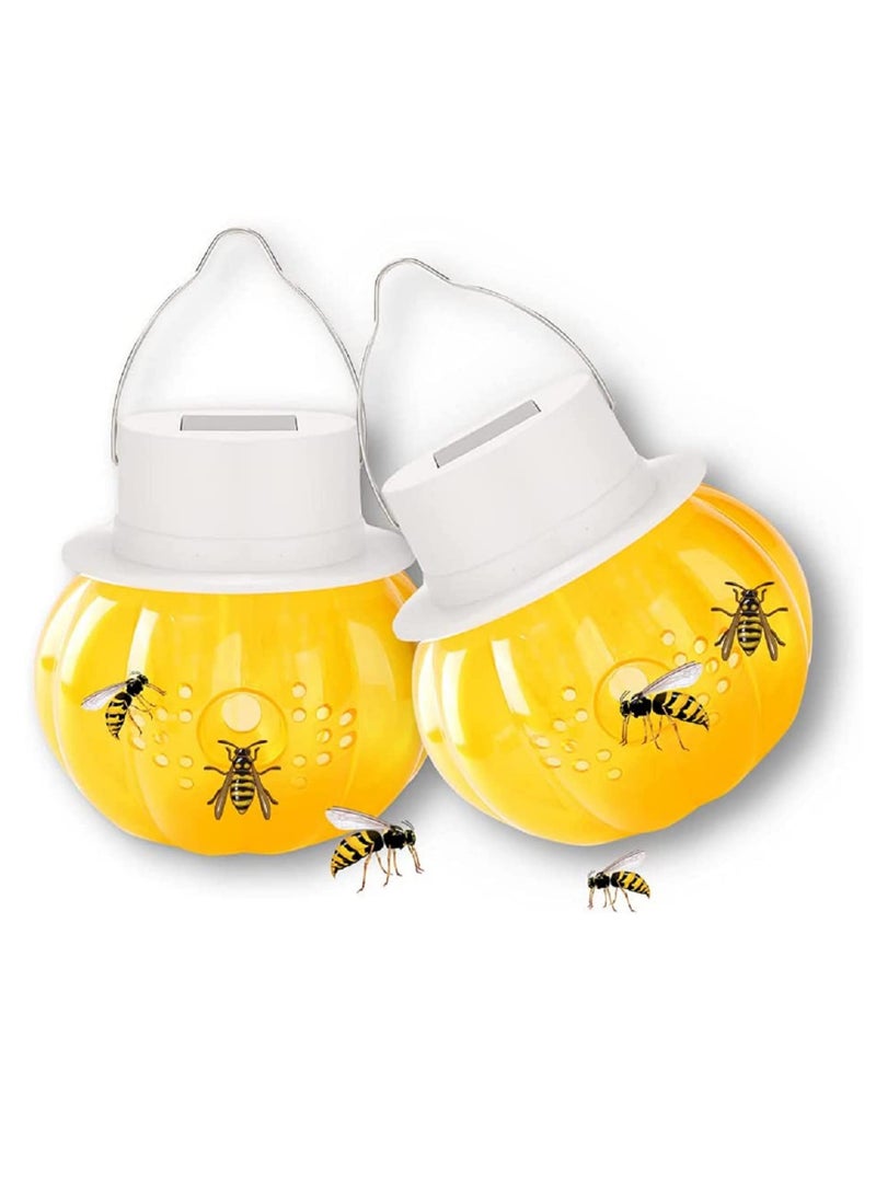 Excefore - Wasp Trap Outdoor Hanging, 2 Pack Yellow Jacket Trap, Solar Wasp Repellent Carpenter Bee for Outside, Non-Toxic Reusable Hornet Traps Wasp Killer with Light Trapping Wasp,Hornet,Bee,Insects - Image 1