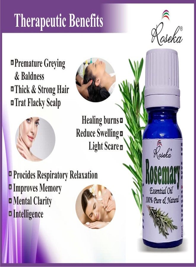 Roseka Rosemary Essential Oil (Rosmarinus officinalis) with internal Plastic Euro Dropper 100% Natural Therapeutic Grade Steam Distilled | For Hair Growth Skin and Body Pure and Natural glowing Skin 10 ml - Image 4