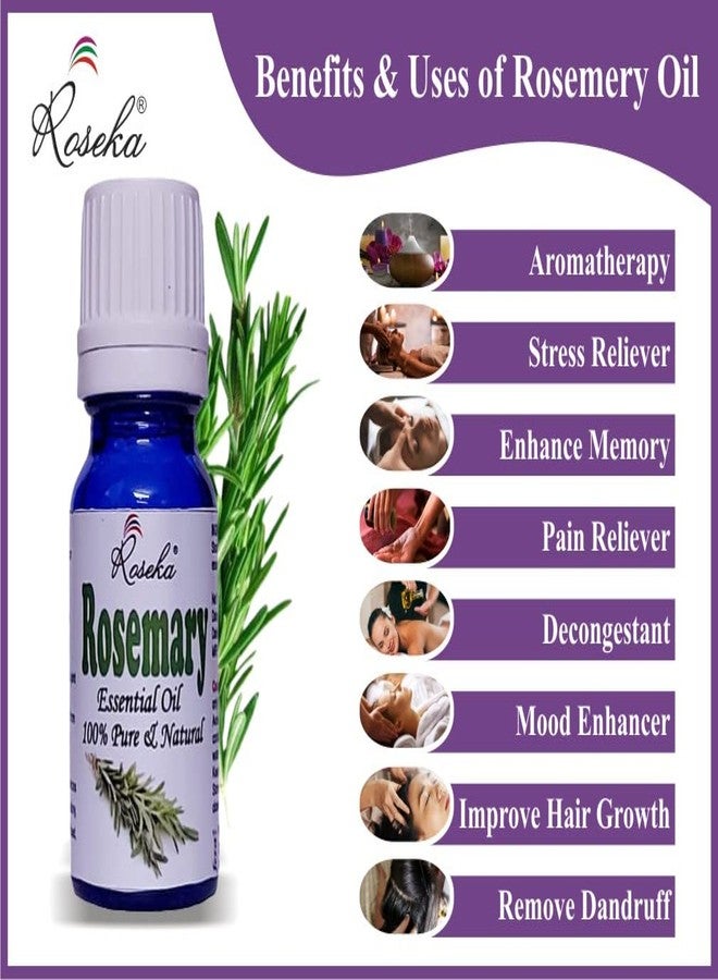 Roseka Rosemary Essential Oil (Rosmarinus officinalis) with internal Plastic Euro Dropper 100% Natural Therapeutic Grade Steam Distilled | For Hair Growth Skin and Body Pure and Natural glowing Skin 10 ml - Image 5