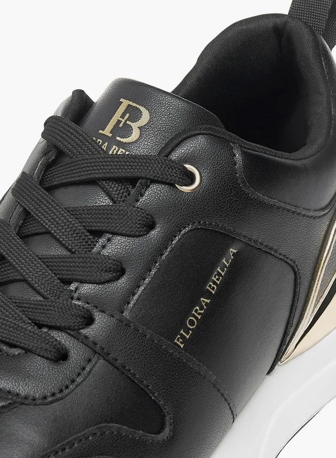 Flora Bella By Shoexpress BLACK Womens Panelled Ankle Sneakers With Lace-Up Closure for Women | Best Price UAE
