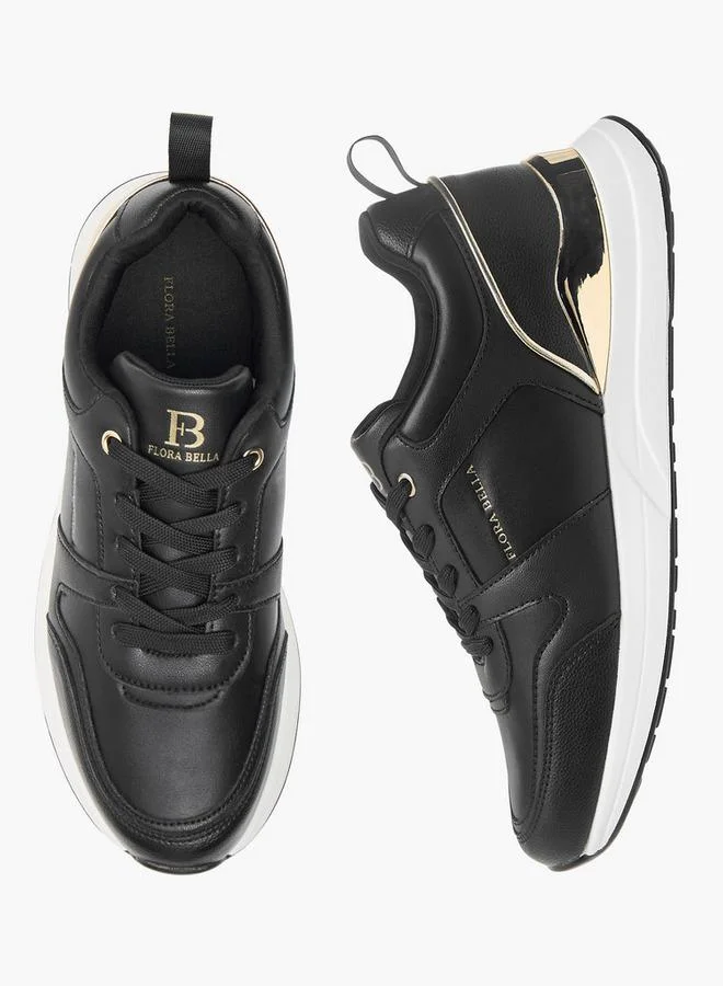 Flora Bella By Shoexpress BLACK Womens Panelled Ankle Sneakers With Lace-Up Closure for Women | Best Price UAE
