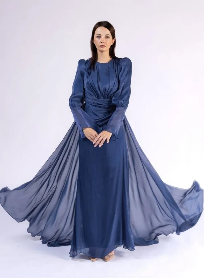 فاشونارا Layered Ruffled Dress with Bowed Sleeves