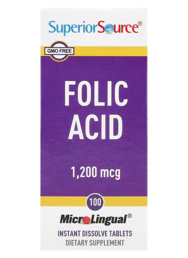 Superior Source Folic Acid 1200 mcg 100 MicroLingual® Instant Dissolve Tablets 