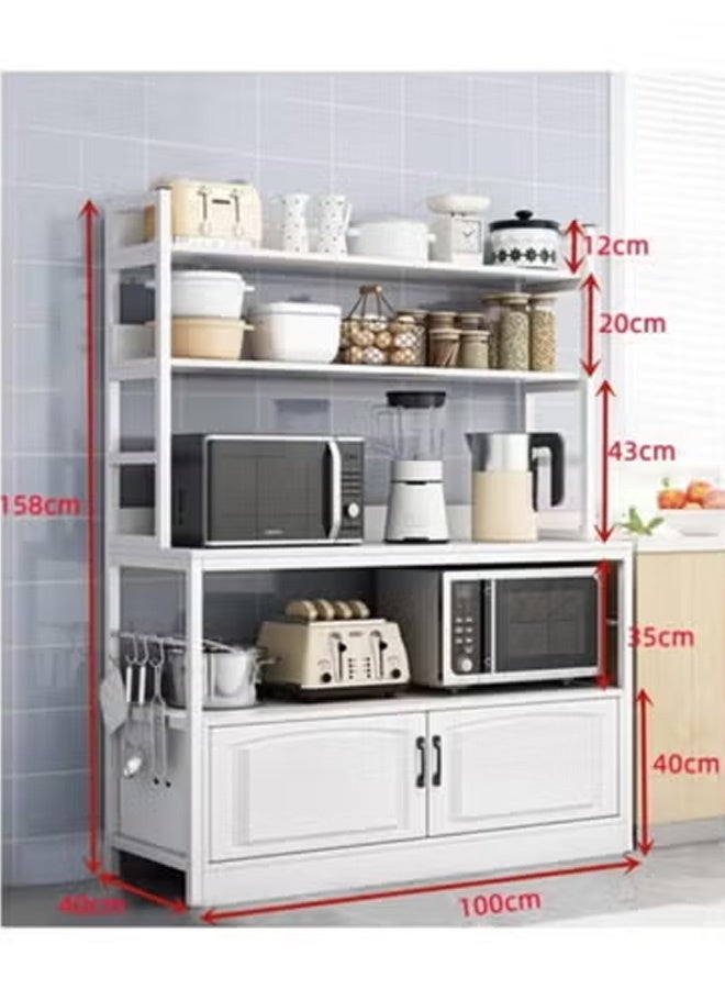 كلناميان خزانة تخزين متعددة الأغراض، خزانة جانبية للمطبخ، لون أبيض، 100 * 40 * 158 سم، خشب أبيض - Image 2