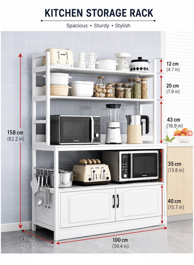 KLNAMAEAAN Multipurpose Storage Cabinet Corner Kitchen Sideboard White 100 * 40 * 158cm Wood White - Image 3