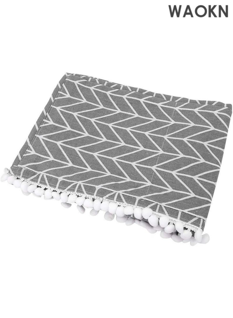 WAOKN Double door refrigerator cover, dustproof cotton linen refrigerator cover with side storage pockets (70-170CM) - Image 1