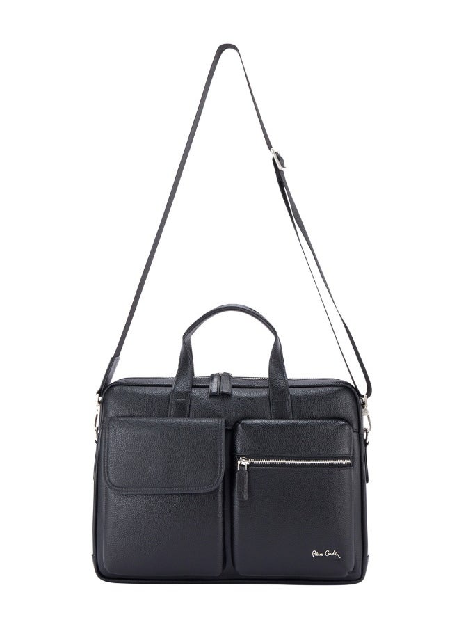 pierre cardin - Premium Business Laptop Briefcase 15.6-Inch Laptop Bag Large Capacity Messenger Bag Soft Top Handle Handbag with Long Straps Travel Office Work Black - Image 1