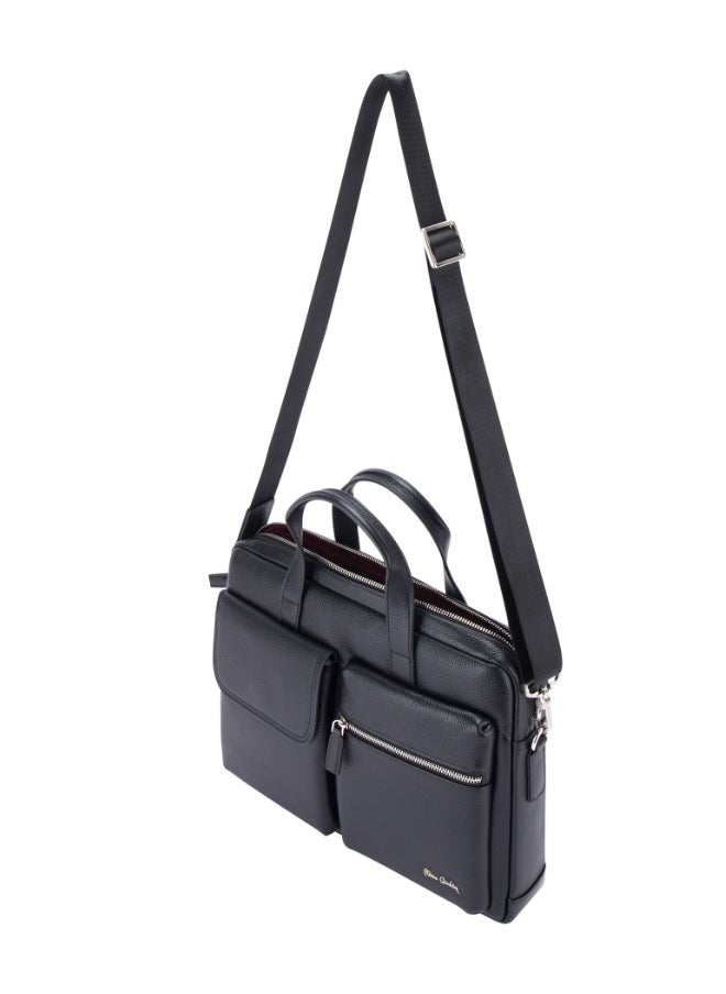 pierre cardin - Premium Business Laptop Briefcase 15.6-Inch Laptop Bag Large Capacity Messenger Bag Soft Top Handle Handbag with Long Straps Travel Office Work Black - Image 1