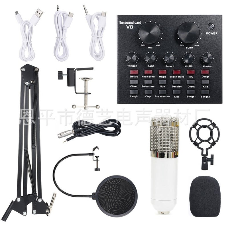 Bm-800 Mobile Phone Computer Network Karaoke Microphone V8 Sound Card Nb35 Anti-Spray Net Mike E Wind Bracket Set - Image 1