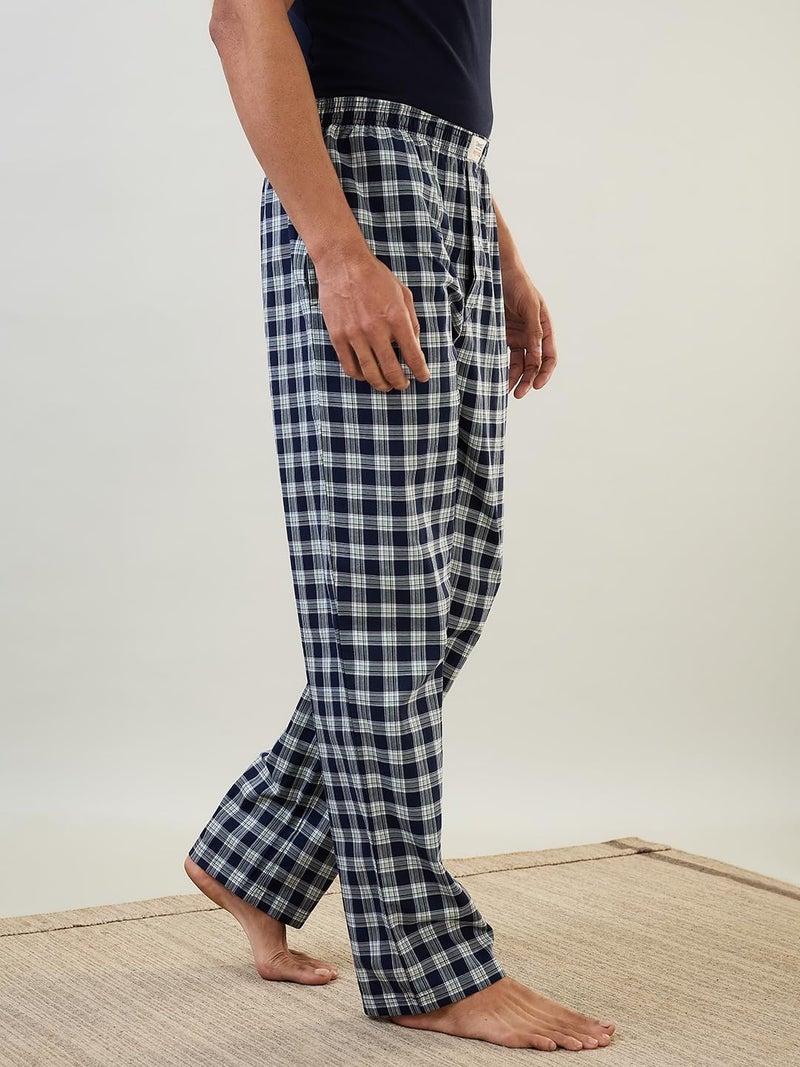 Raymond SleepZ Men Regular Fit Checks Pattern Pure Cotton Pyjama Dark Blue - Image 4