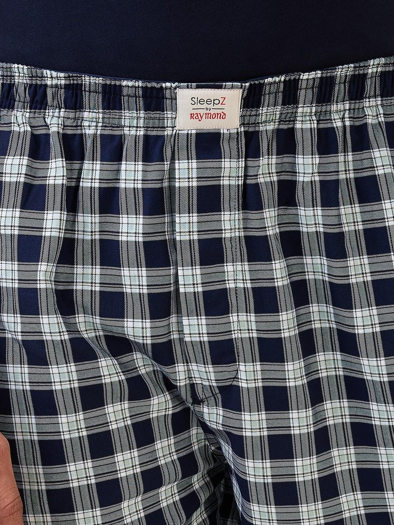 Raymond SleepZ Men Regular Fit Checks Pattern Pure Cotton Pyjama Dark Blue - Image 5
