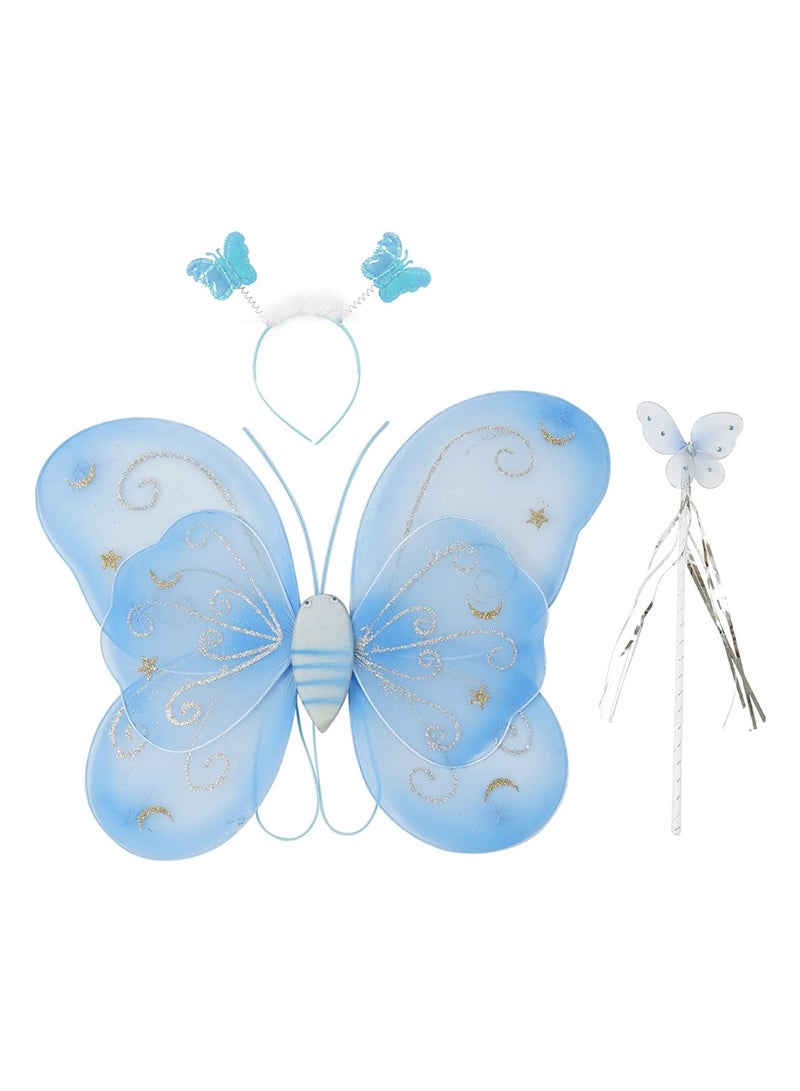 KASTWAVE Butterfly Wings Dress Up Fairy Wings for Girls Princess Costumes Accessories Birthday Party Fairy Festival Rave Dress Up - Image 1