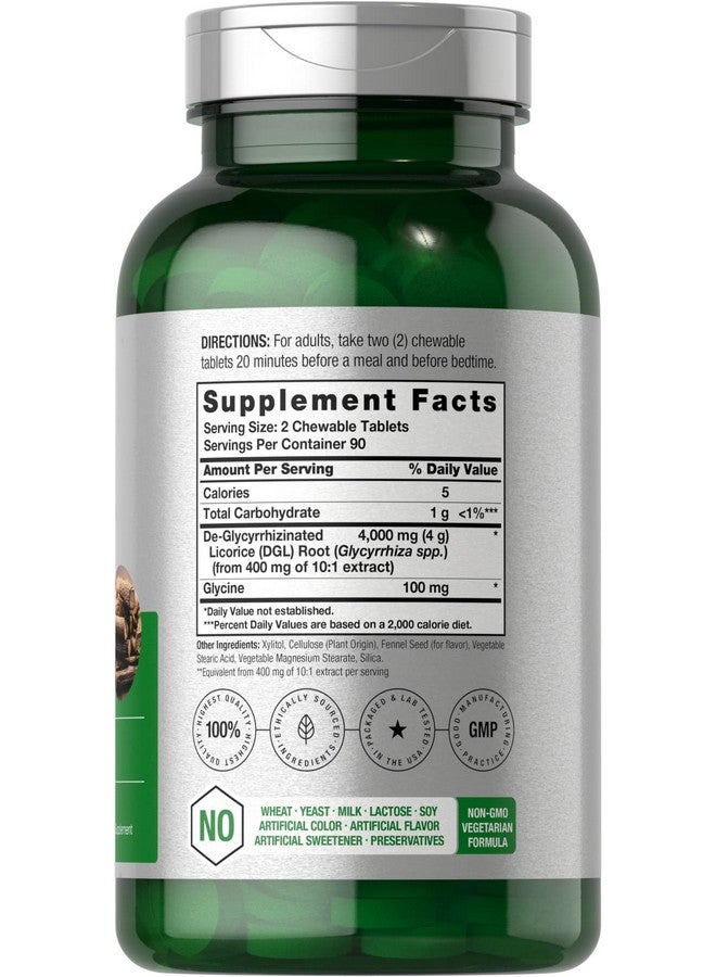 Horbäach DGL Licorice Chewable Tablets | 4000mg | 180 Count | Vegetarian and Non-GMO | Deglycyrrhizinated Licorice Root Extract - Image 2