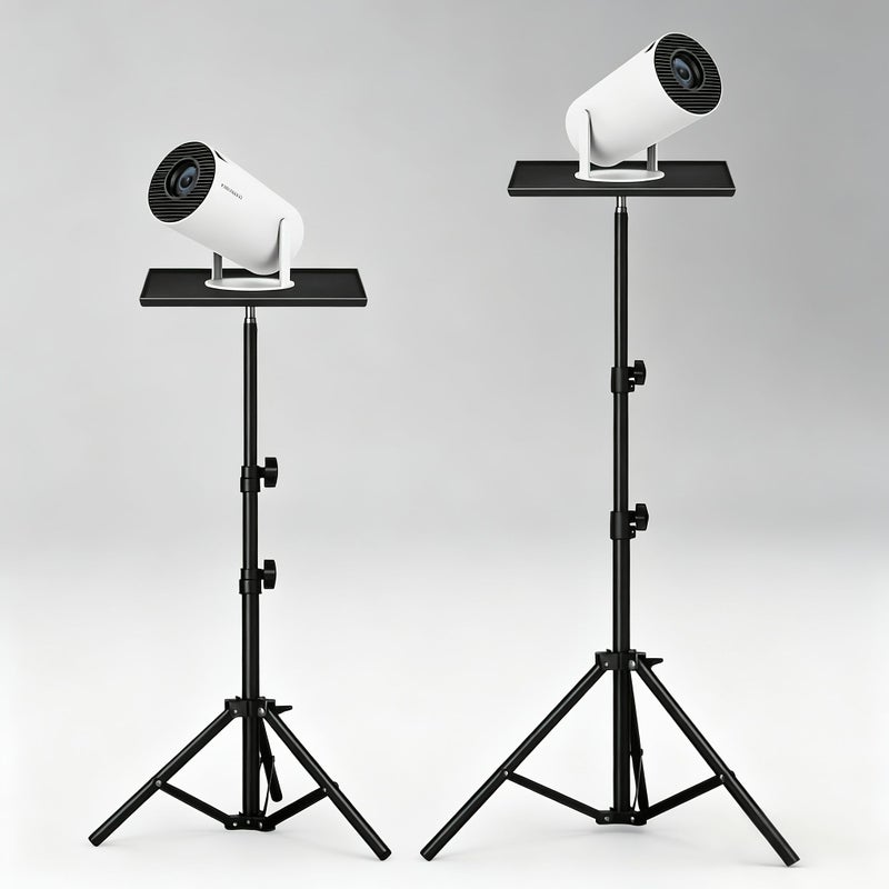 Projector Stand With Tray 21.65 Inch 3 Height Adjustable Foldable Desktop And Floor Stand 1 4 Screw Fits Most Projectors Cameras And Ring Lights - Image 4