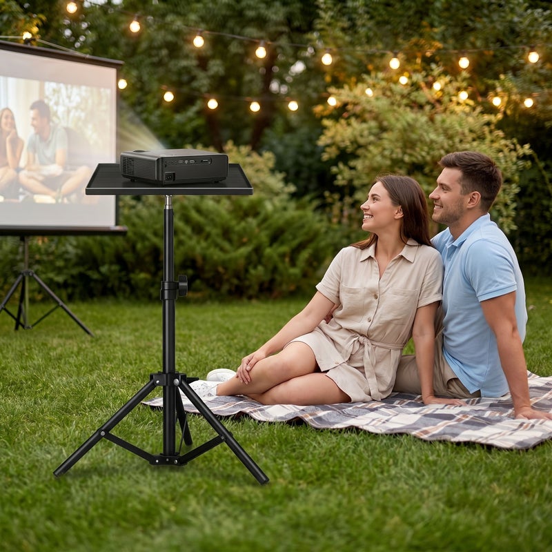 Projector Stand With Tray 21.65 Inch 3 Height Adjustable Foldable Desktop And Floor Stand 1 4 Screw Fits Most Projectors Cameras And Ring Lights - Image 5