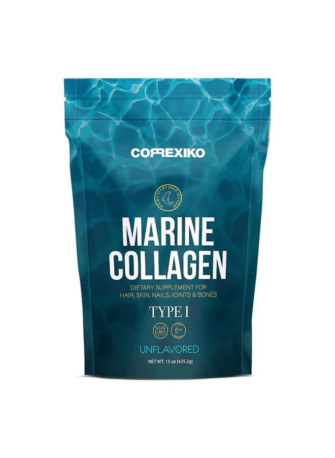 CORREXIKO Marine Collagen Powder Supplement Unflavored - 10,000mg Double Hydrolyzed Collagen Peptides per Serving - Formulated for Maximum Absorption - Hair, Skin & Nails - 15oz, 42 Servings  - Image 1