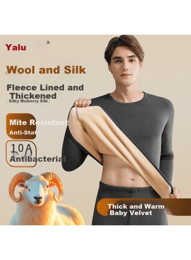 Yalu Fleece-lined Thickened Wool And Silk Thermal Underwear Set For Men And Women, Autumn Long Johns, Cold-resistant Warm Clothing For -40°c - Image 1