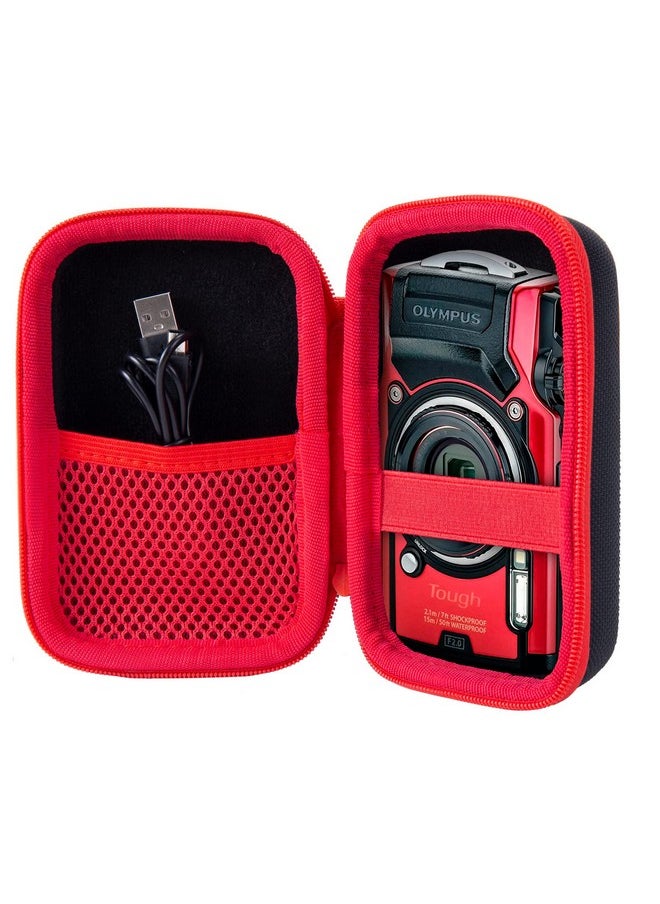 Aenllosi Hard Carrying Case Compatible With Olympus Tough Tg-6 / Om System Tough Tg-7 Waterproof Camera(Case Only,Red)  - Image 2