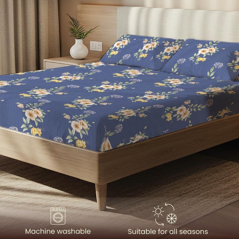 Urban Space مفرش سرير مطبوع من مقاس سرير مزدوج مع غطاءي وسادة، مفرش سرير مقاس Queen Size من ميكروفايبر قطني مصقول، مفرش سرير ناعم ومسامي وخالي من التجاعيد (90 × 100 بوصة - زهرة الشفق) - Image 4