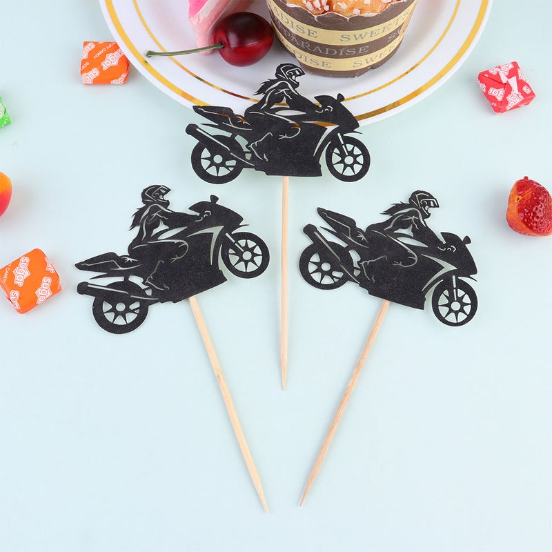 40pcs Motorcycle Style Cake Inserts Cake Toppers Cool Cake Ornaments Cake Pick for Shop Party ( Style 1) - Image 5