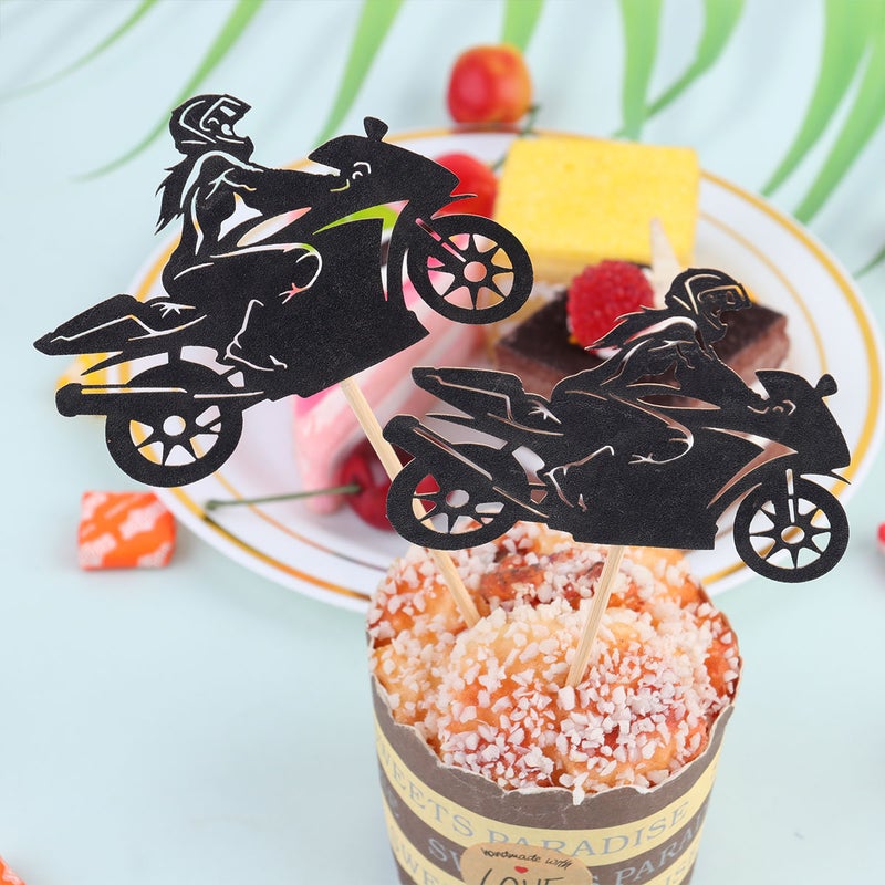40pcs Motorcycle Style Cake Inserts Cake Toppers Cool Cake Ornaments Cake Pick for Shop Party ( Style 1) - Image 4