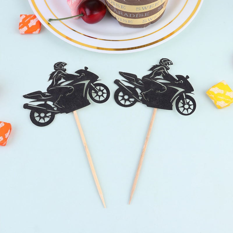 40pcs Motorcycle Style Cake Inserts Cake Toppers Cool Cake Ornaments Cake Pick for Shop Party ( Style 1) - Image 3