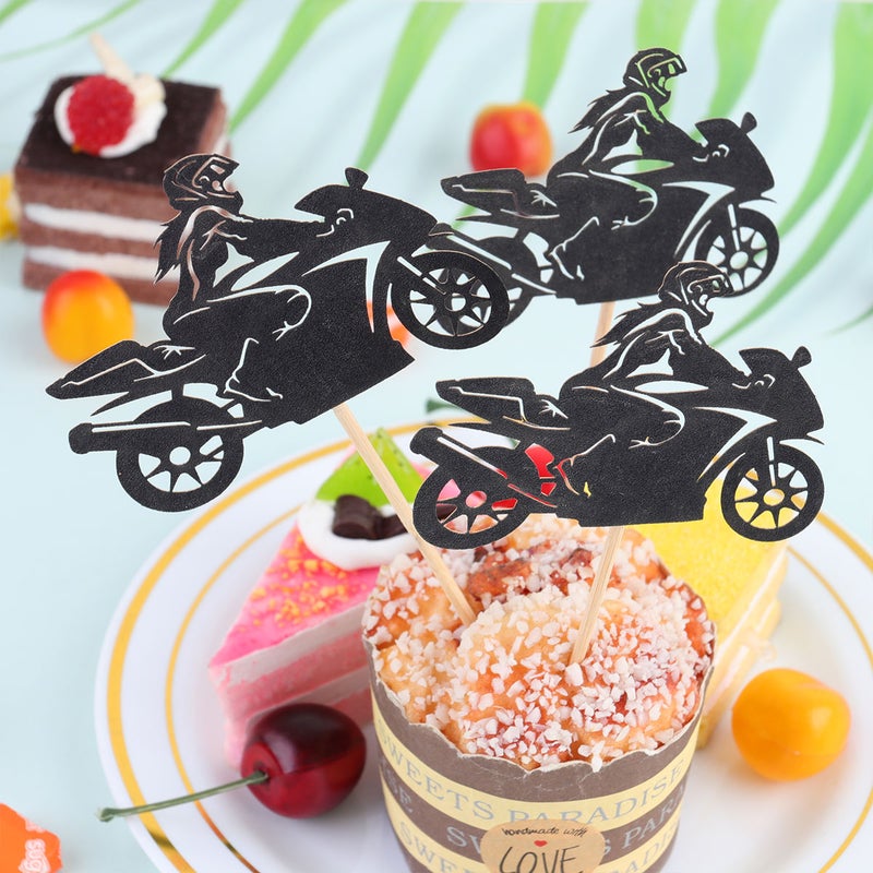 40pcs Motorcycle Style Cake Inserts Cake Toppers Cool Cake Ornaments Cake Pick for Shop Party ( Style 1) - Image 2