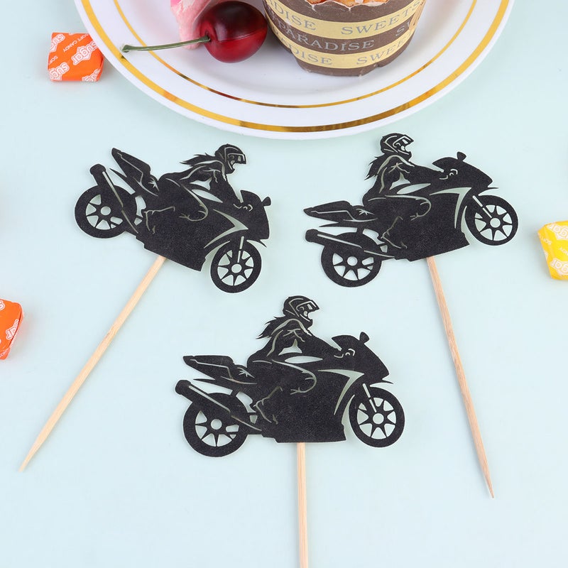 40pcs Motorcycle Style Cake Inserts Cake Toppers Cool Cake Ornaments Cake Pick for Shop Party ( Style 1) - Image 1