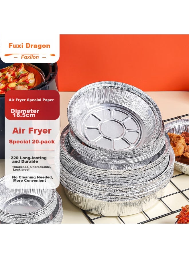 Faxilon Air Fryer Paper Liners, 20 Aluminum Foil Trays, 18.5cm, Disposable Takeout Boxes For Baking And Barbecue - Image 1