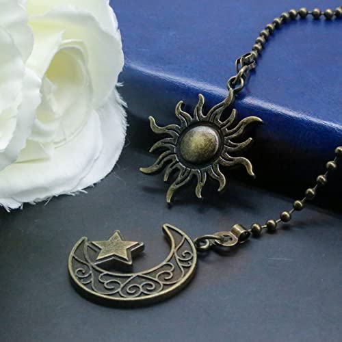Dotlite Ceiling Fan Pull Chain Set Decorative Totem Bohemia Pull Chain Pendant Extension 12 Inches Lighting Fan Beaded Ball Fan Pull Chain Extender Ornament with Connector Moon and Sun (Copper) - Image 5