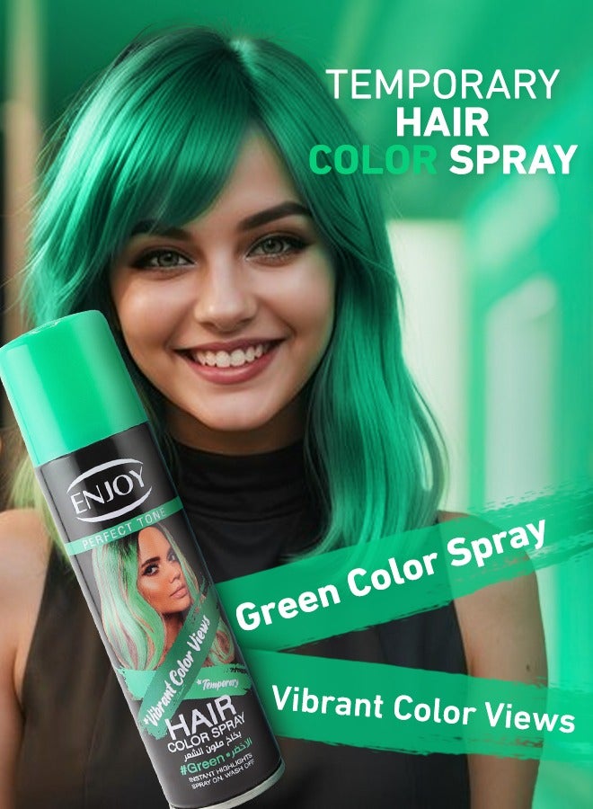 إنجوي ENJOY سبراي تلوين الشعر المؤقت – أخضر | لون حيوي قابل للغسل | 150 مل - Image 2