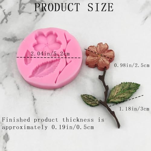 KuuGuu 6 PCS Peach Blossom Shape Molds Plant Flowers Leaf Fondant Silicone molds Cake Decorating Tools Chocolate Candy Molds Sugar craft Polymer Clay Molds Biscuit Cupcake Topper Decoration - Image 2