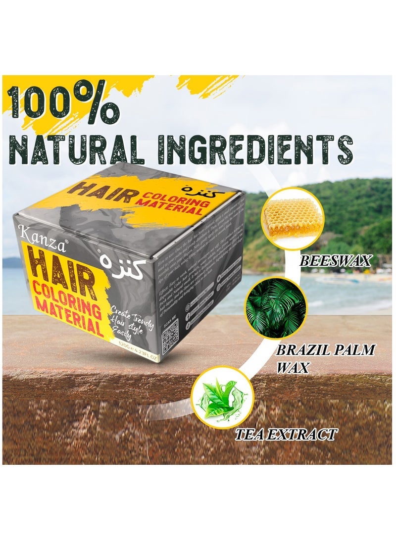 Kanza Hair Coloring Dye Wax 120g Instant Hair Wax Temporary Hairstyle Cream Hair Pomades Natural Hairstyle Wax Long-lasting Modelling Gel Cream for Men & Women - Image 3