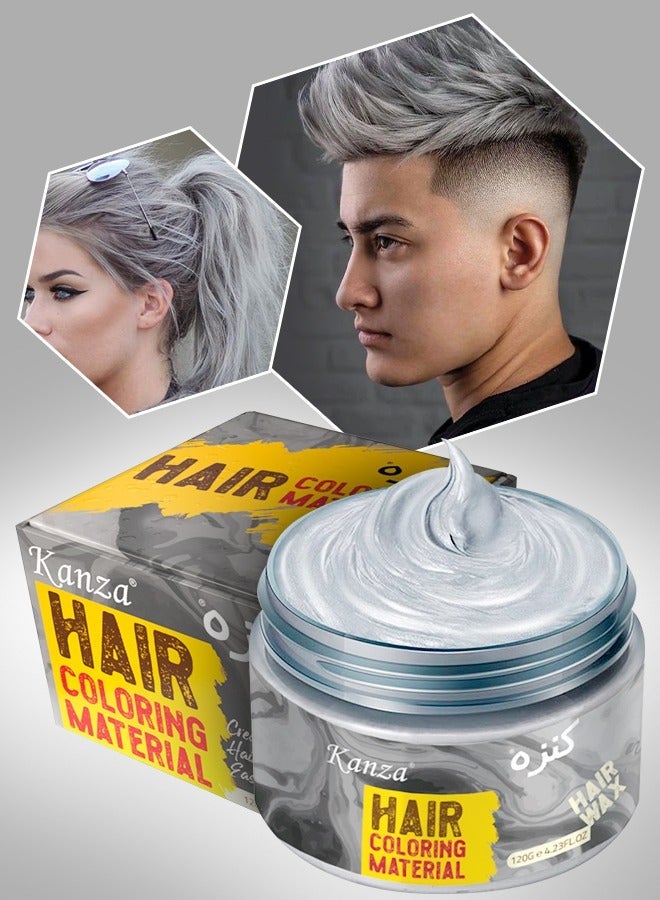 Kanza Hair Coloring Dye Wax 120g Instant Hair Wax Temporary Hairstyle Cream Hair Pomades Natural Hairstyle Wax Long-lasting Modelling Gel Cream for Men & Women - Image 1