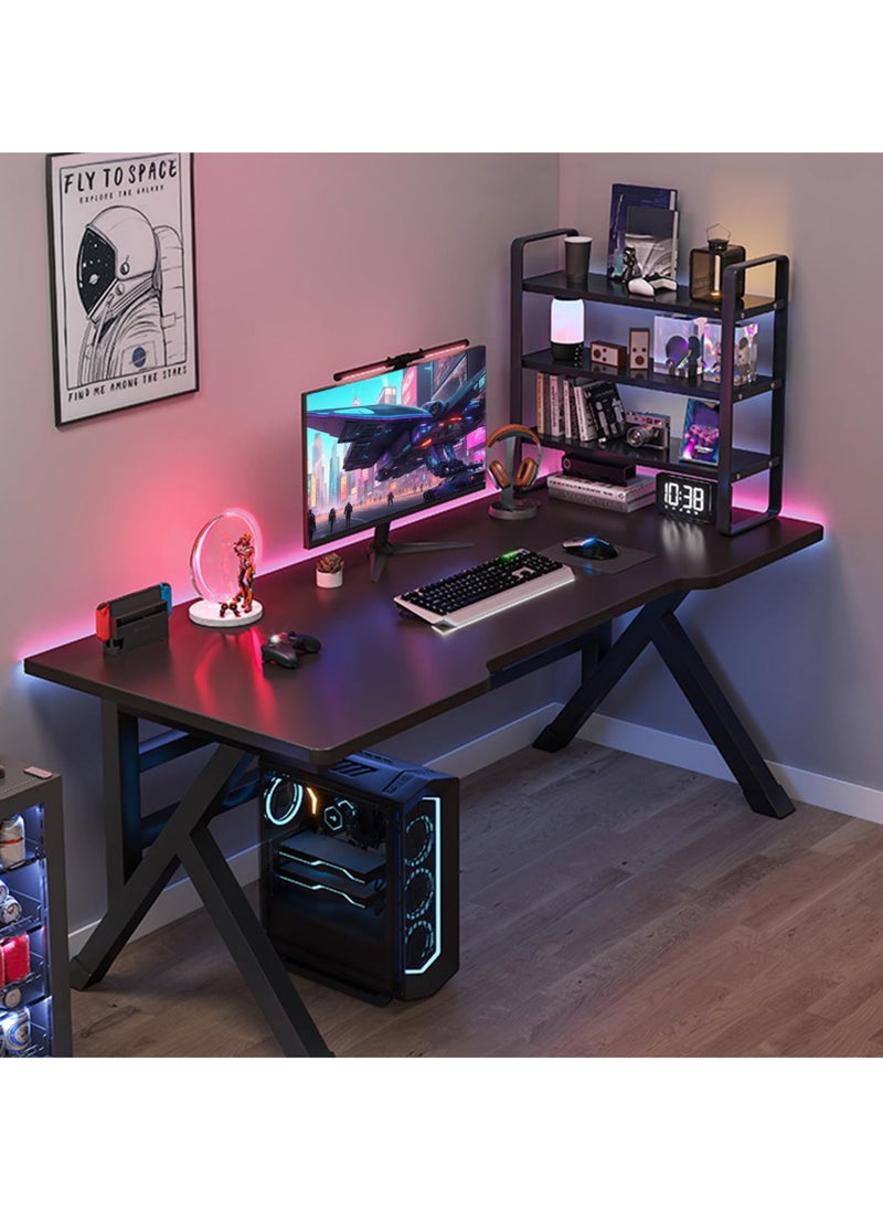 Arabest - Gaming Desk Small Gaming Desk for Kids Gift Idea PC Computer Desk Home Office Desk Workstation with Carbon Fiber Surface Gaming Table 140x60x74cm - Image 1