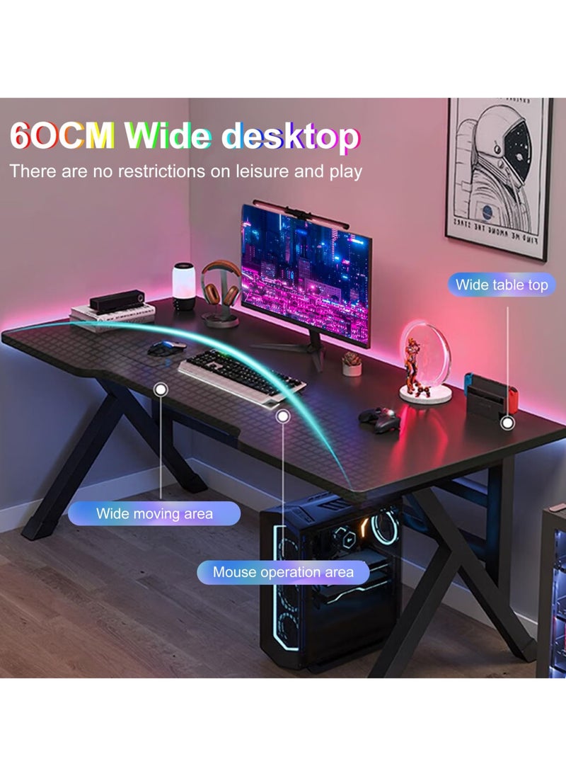Arabest - Gaming Desk Small Gaming Desk for Kids Gift Idea PC Computer Desk Home Office Desk Workstation with Carbon Fiber Surface Gaming Table 140x60x74cm - Image 1