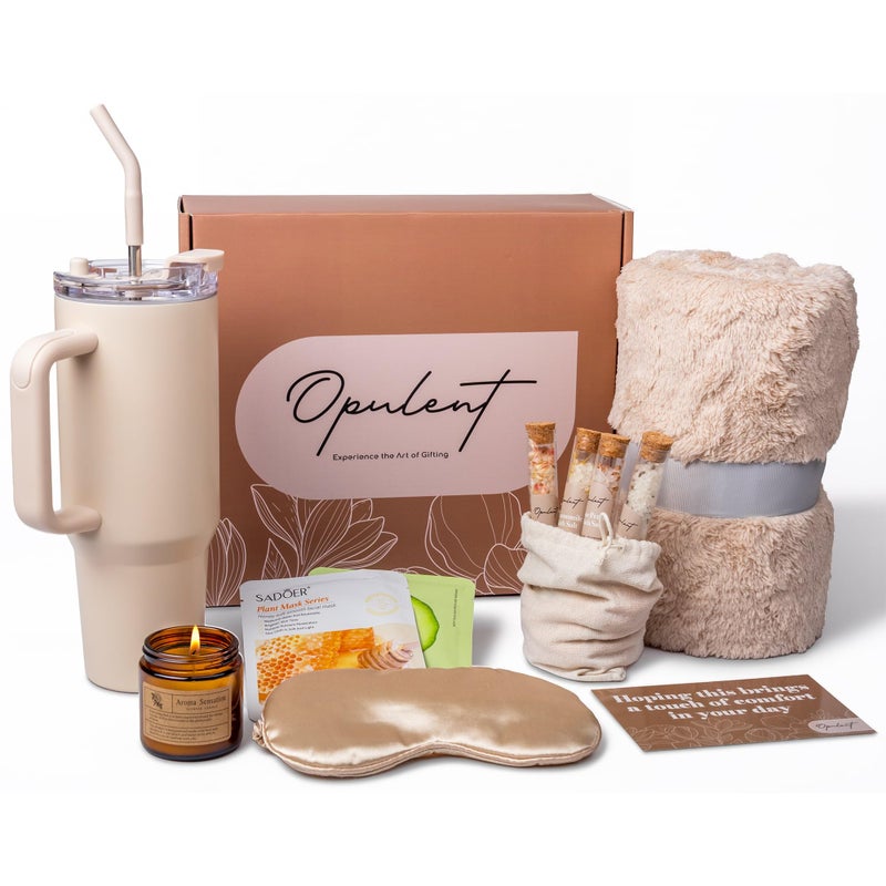 Opulent Luxury Self Care Gifts for Women - Hug in a Box Comfort Care Package - Spa Gift Set with 40 oz Tumbler & Cozy Blanket - Ideal for Get Well, Thinking of You, Birthday, Sympathy & Corporate - Image 1
