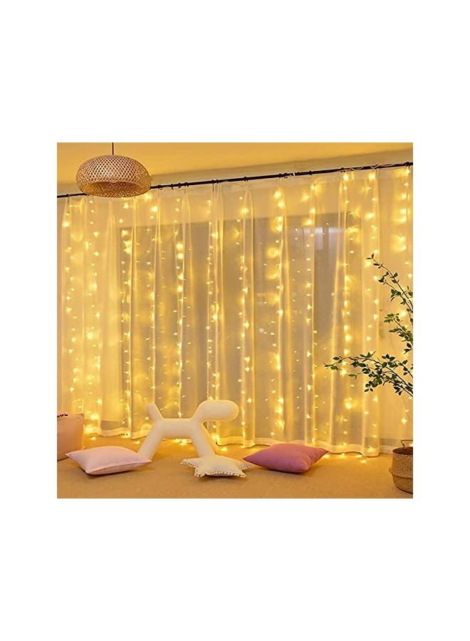 The Bros Curtain String Lights, 300 Led 3m X 3m 8 Lighting Modes Curtain Lights, Usb Powered Waterproof Fairy String Lights With Remote, For Ramadan Decorations, Wedding Party(Warm White) - Image 4