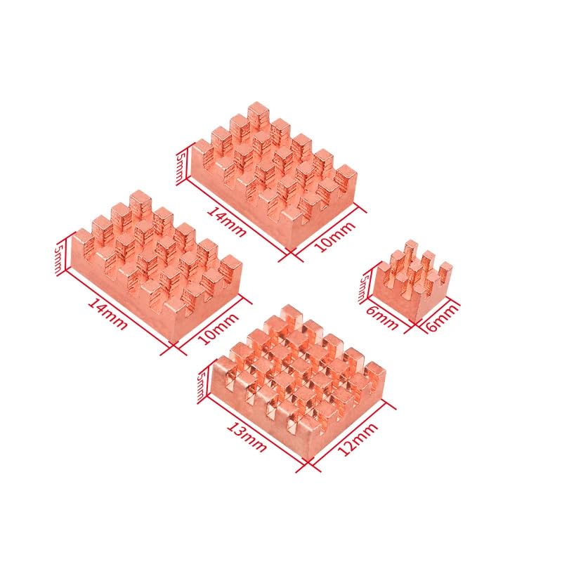REES52 مشتت حرارة نحاسي من الألمنيوم لـ rpi Pi 5 مع وسادة تبريد سلبية ذات لاصق ذاتي 4 قطع - Image 5