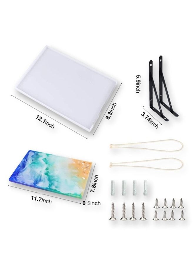 Graffiti Resin - Metal Mounting Brackets DIY Silicone Shelf Epoxy Casting Mold with Rectangle Tray Two Piece - Image 1