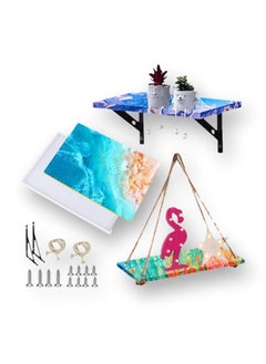 Graffiti Resin Metal Mounting Brackets DIY Silicone Shelf Epoxy Casting Mold with Rectangle Tray Two Piece  - Image 1