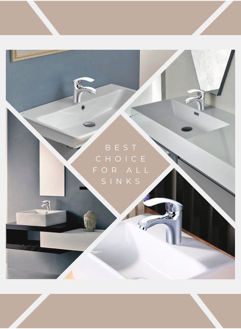 مودي صنبور خلاط حوض حمام عصري من الكروم - مقاوم للصدأ، موفر للمساحة، متين وأنيق، مناسب لجميع أنواع الأحواض - Image 3