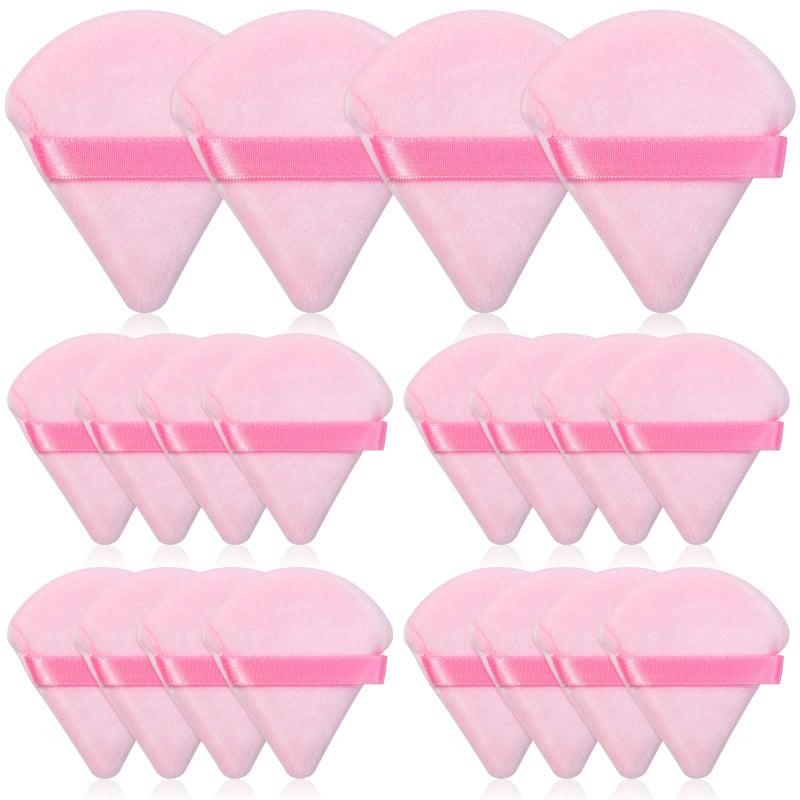Thrilez 20pcs Triangle Powder Puff, Loose Powder Puffs Makeup Puff for Face Powder, Setting Powder Puff for Make Up, Face Puff Pads for Press Powder, Sponge Powder Applicator for Face and Eye (Pink) - Image 1