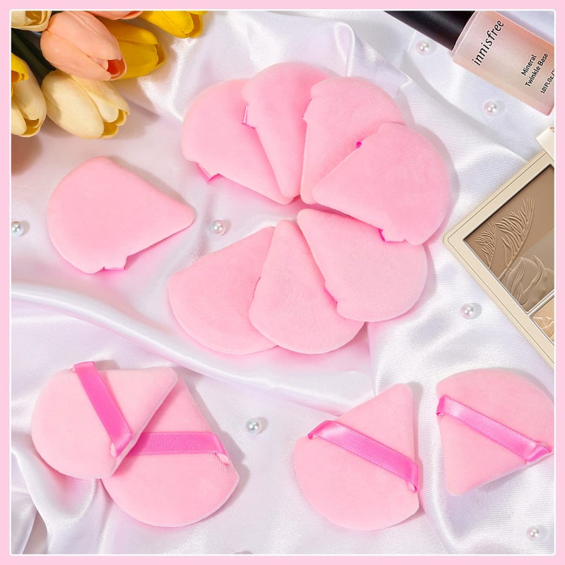 Thrilez 20pcs Triangle Powder Puff, Loose Powder Puffs Makeup Puff for Face Powder, Setting Powder Puff for Make Up, Face Puff Pads for Press Powder, Sponge Powder Applicator for Face and Eye (Pink) - Image 5